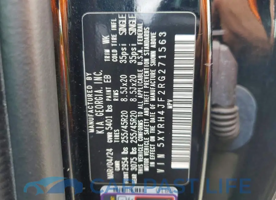 5XYRH4JF2RG271563# 13
