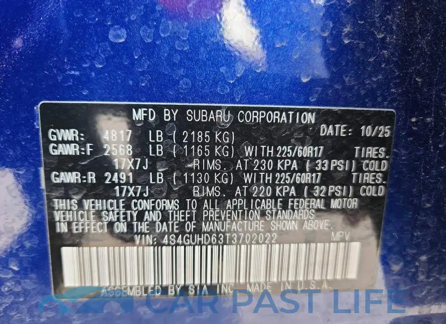 4S4GUHD63T3702022# 12