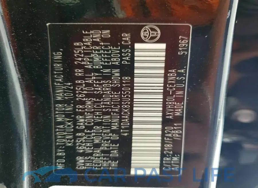 4T1DAACK8SU550118# 12