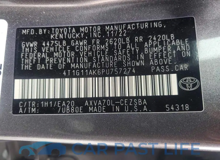 4T1G11AK6PU757274# 13