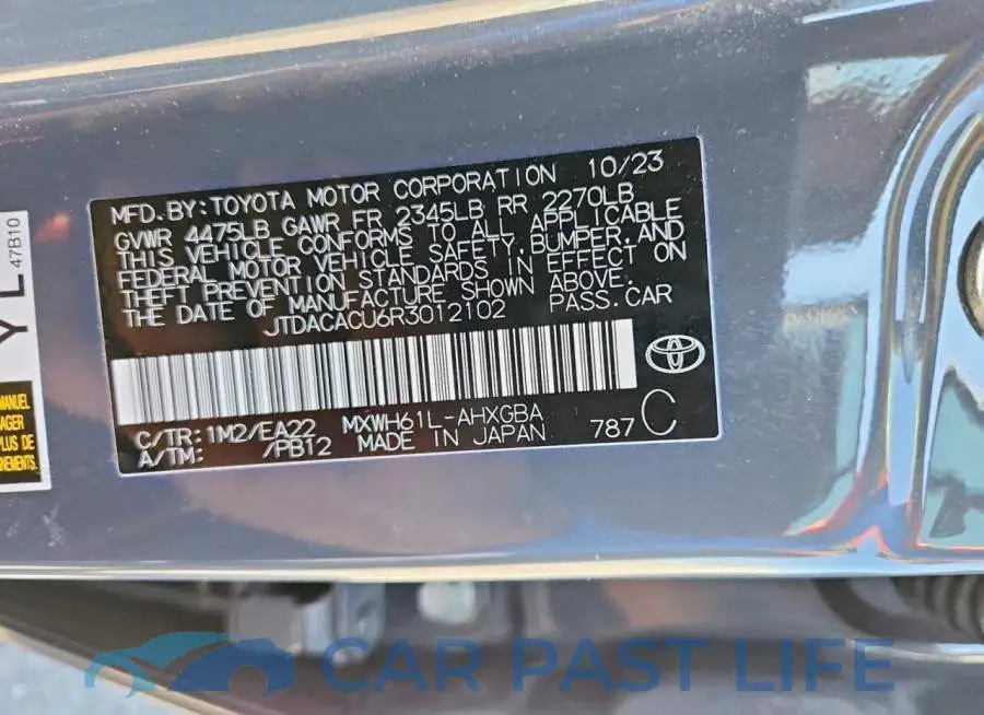 JTDACACU6R3012102# 12