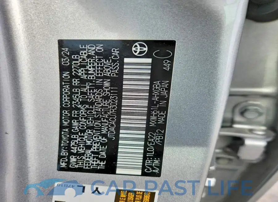 JTDACACU7R3023111# 12
