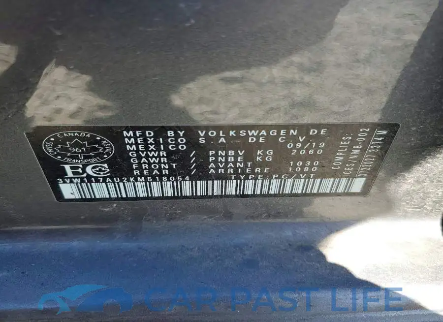 3VW117AU2KM518054# 12