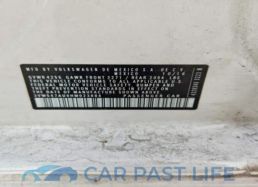 3VW547AU9HM023884# 12
