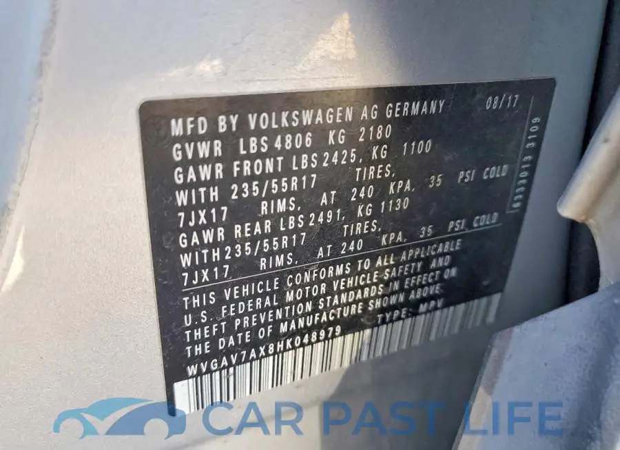 WVGAV7AX8HK048979# 12
