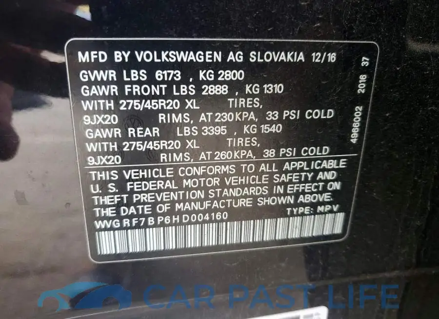 WVGRF7BP6HD004160# 12