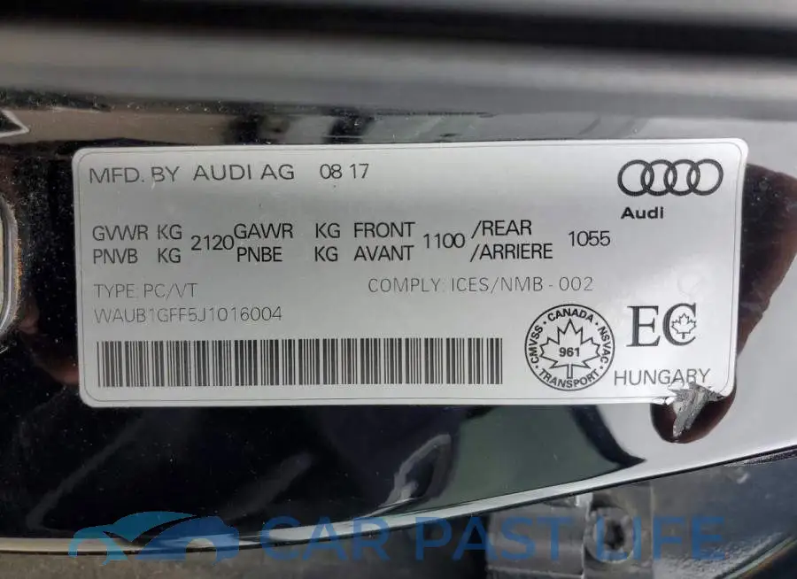 WAUB1GFF5J1016004# 12