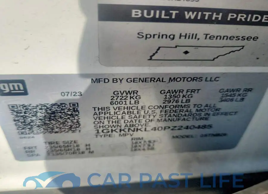 1GKKNKL40PZ240485# 13