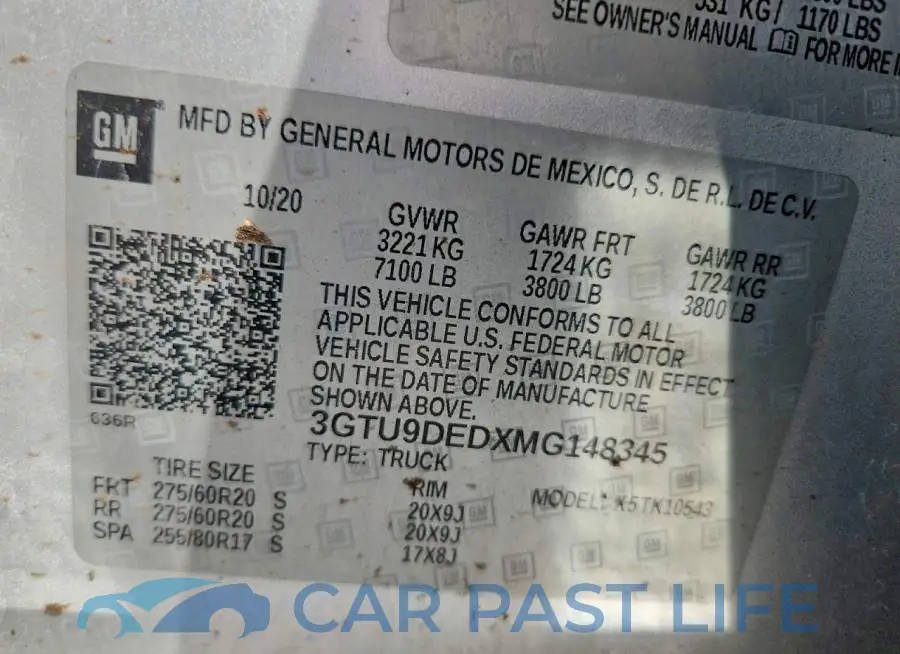 3GTU9DEDXMG148345# 13