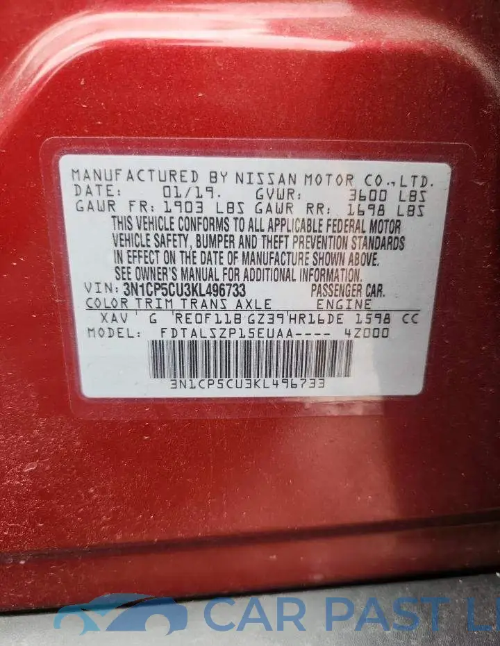 3N1CP5CU3KL496733# 13