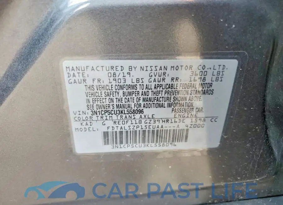 3N1CP5CU3KL558096# 12