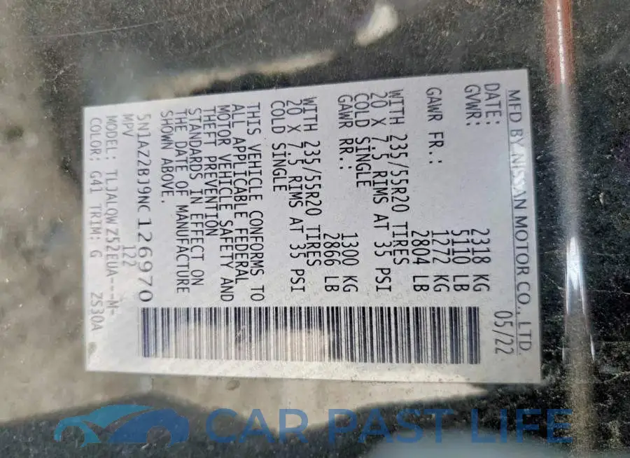 5N1AZ2BJ9NC126970# 13