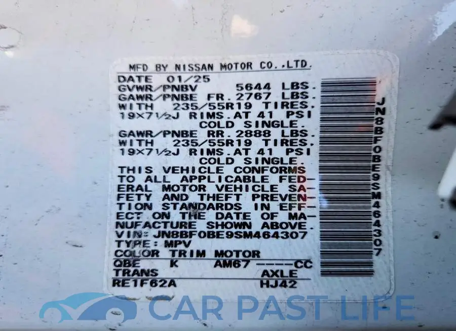 JN8BF0BE9SM464307# 12