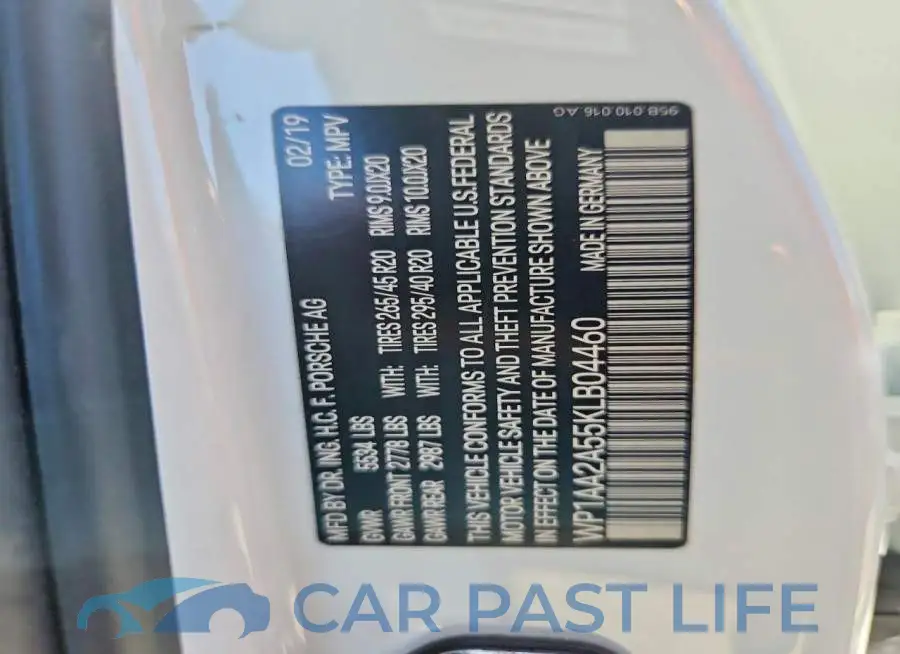 WP1AA2A55KLB04460# 13