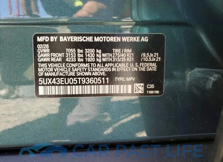 5UX43EU05T9360511# 13