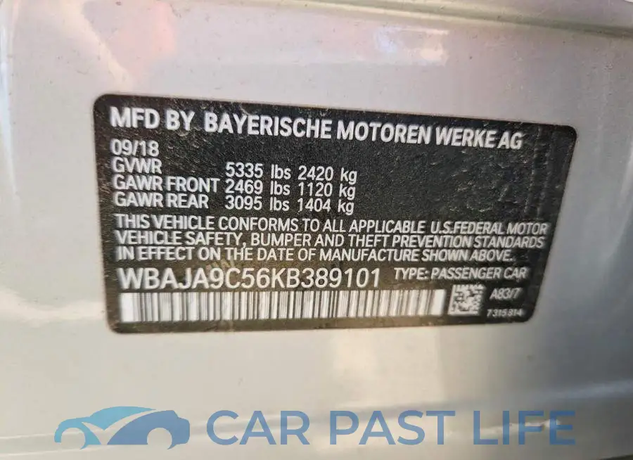 WBAJA9C56KB389101# 12