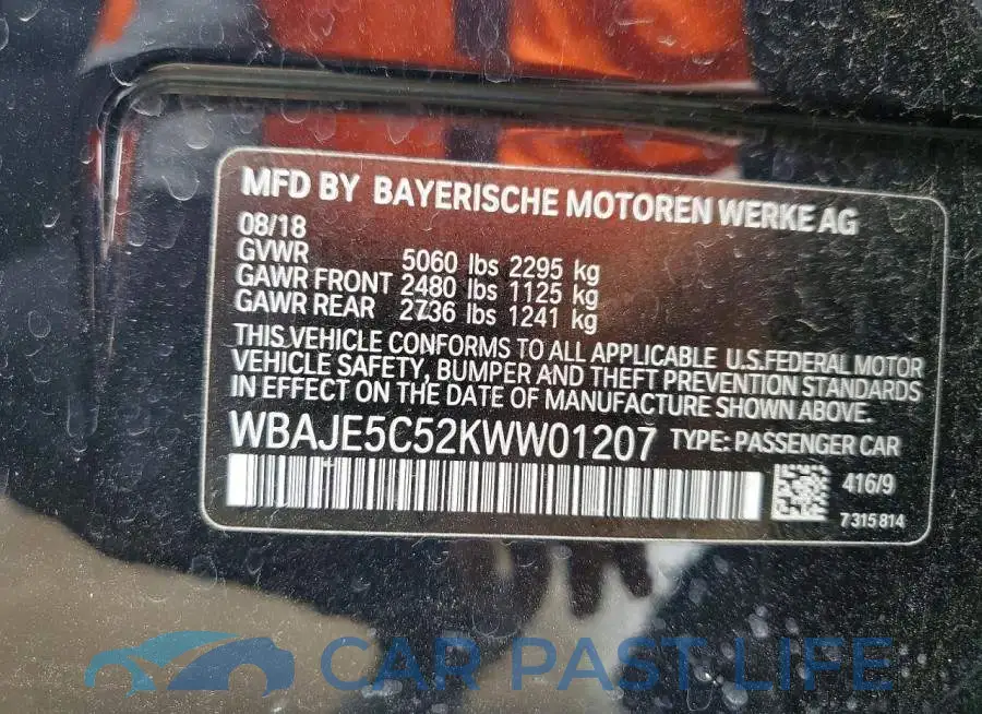WBAJE5C52KWW01207# 12