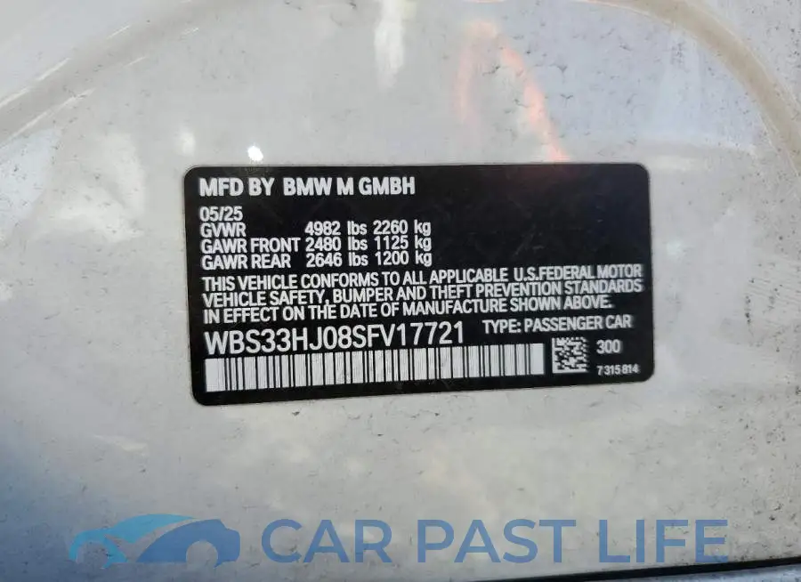 WBS33HJ08SFV17721# 12