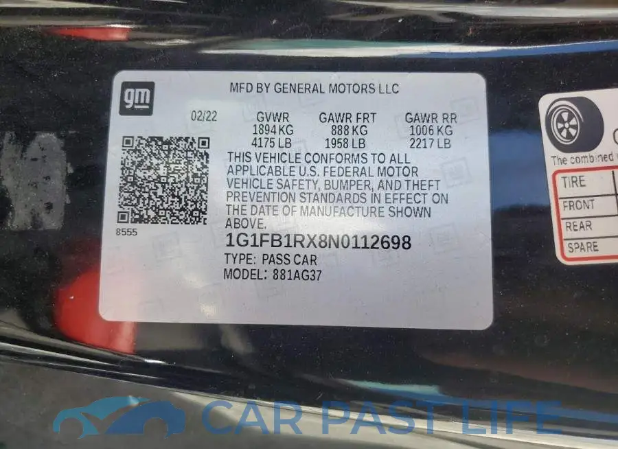 1G1FB1RX8N0112698# 12