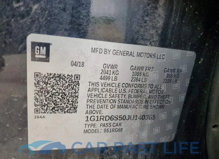 1G1RD6S50JU140365# 12