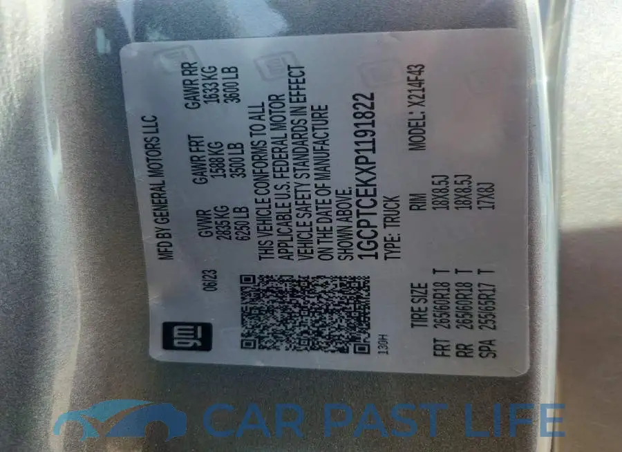 1GCPTCEKXP1191822# 12