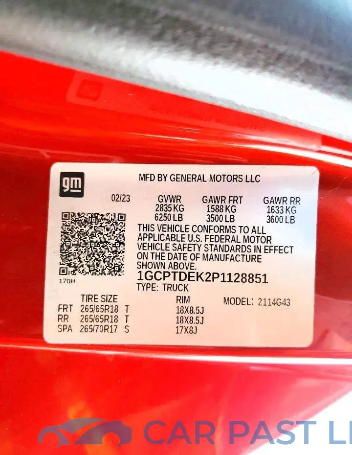 1GCPTDEK2P1128851# 12