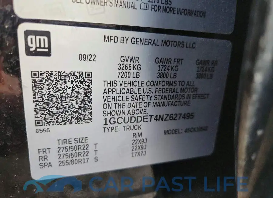 1GCUDDET4NZ627495# 12