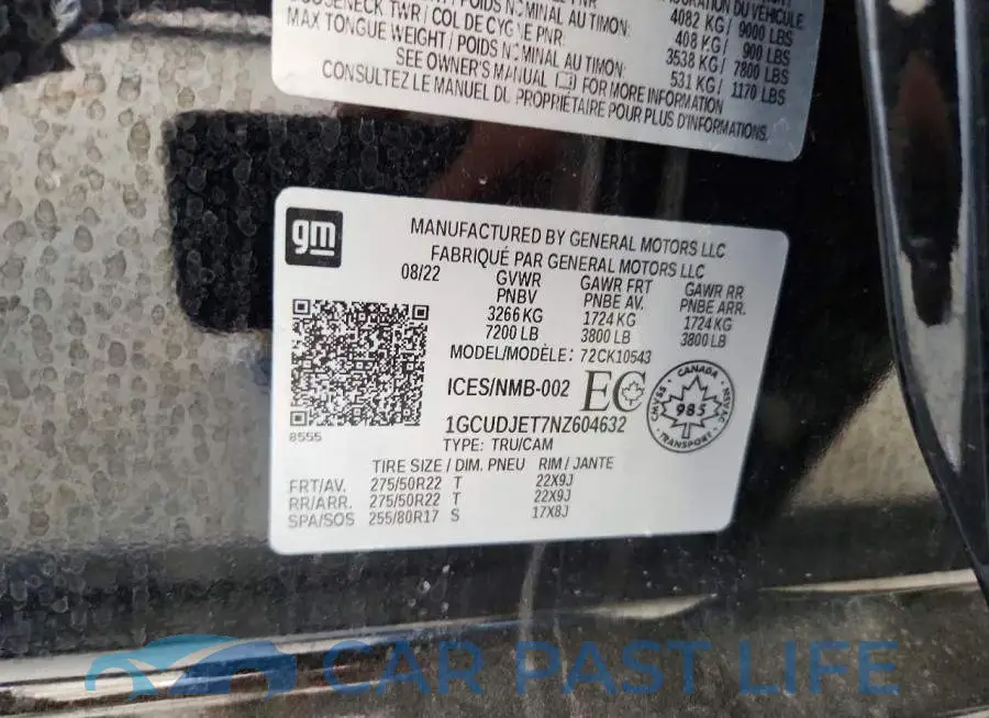 1GCUDJET7NZ604632# 12