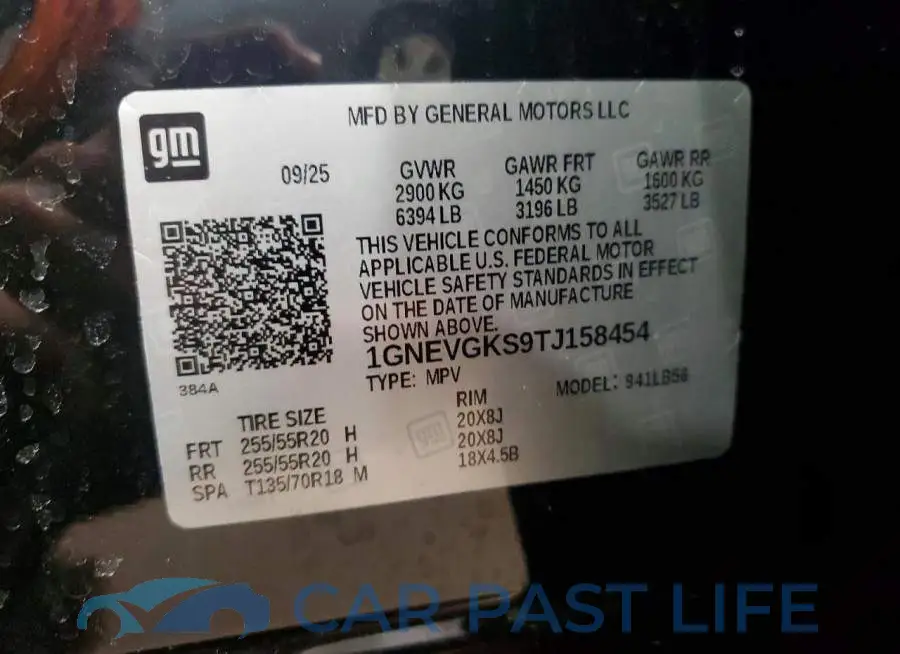 1GNEVGKS9TJ158454# 13