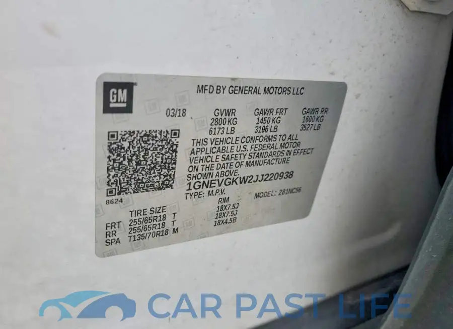 1GNEVGKW2JJ220938# 13