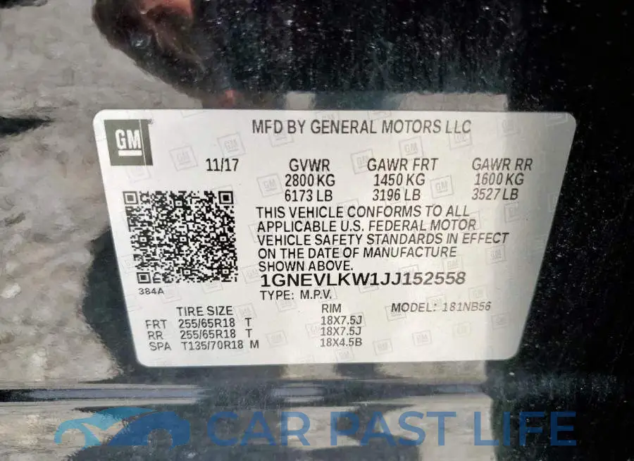 1GNEVLKW1JJ152558# 12