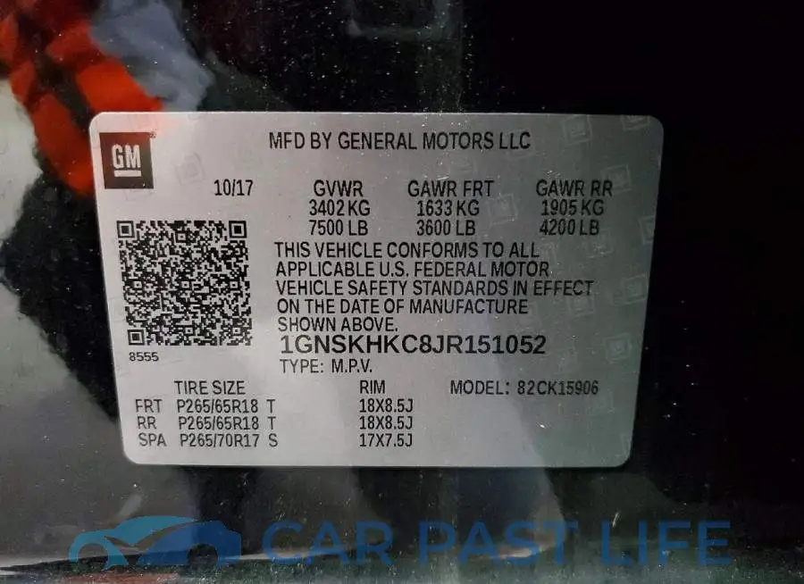 1GNSKHKC8JR151052# 13
