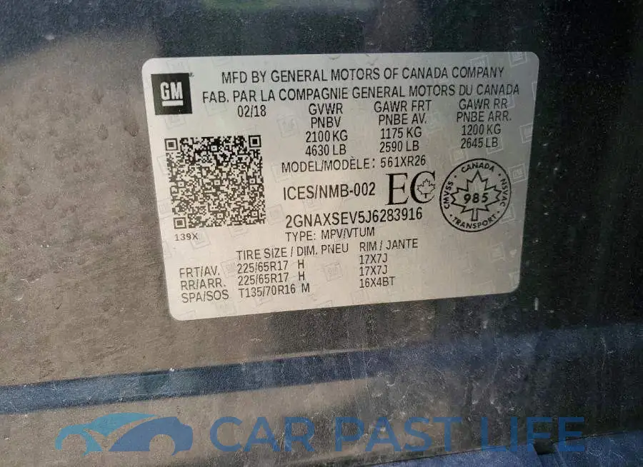 2GNAXSEV5J6283916# 13