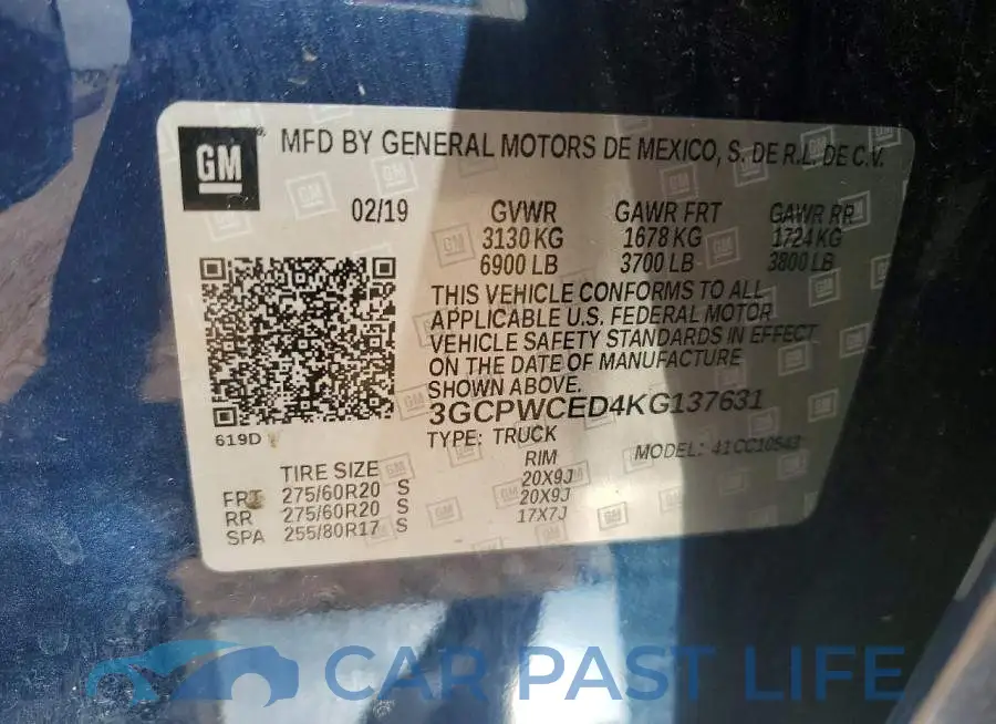 3GCPWCED4KG137631# 12