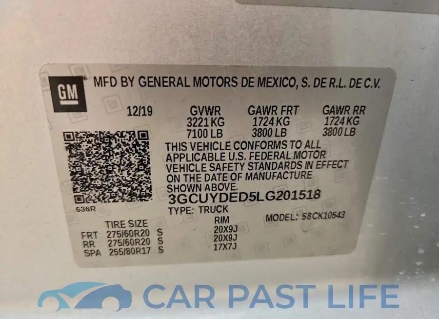 3GCUYDED5LG201518# 12