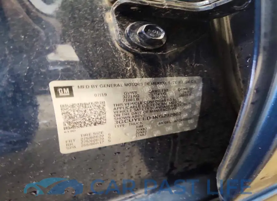 3GCUYEED4KG292902# 12