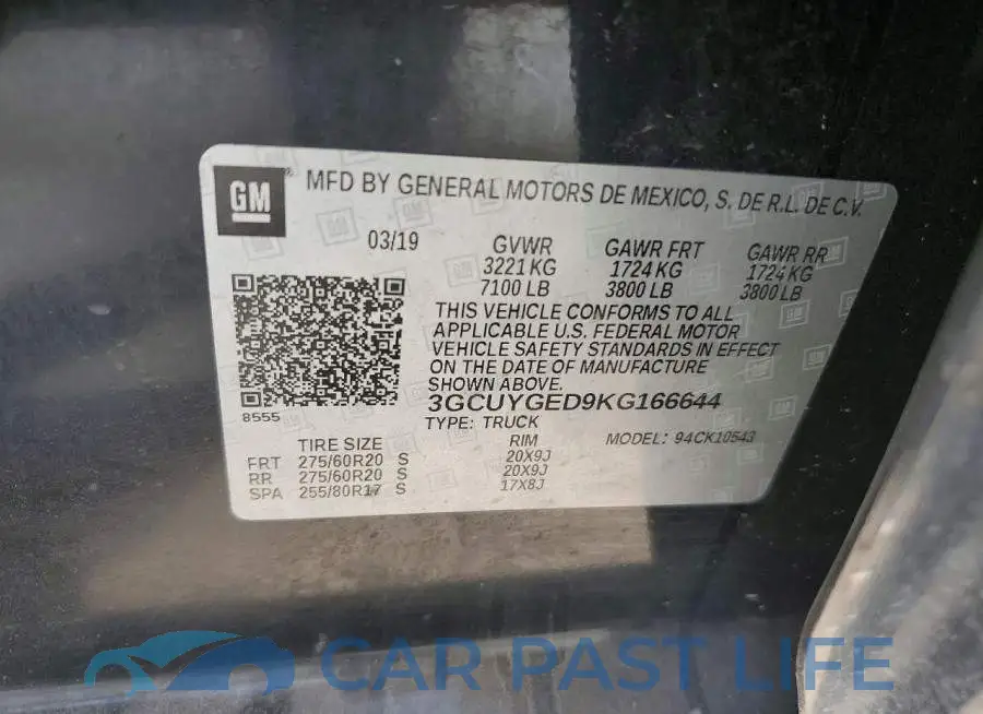 3GCUYGED9KG166644# 12