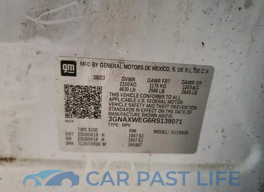 3GNAXWEG6RS139071# 13
