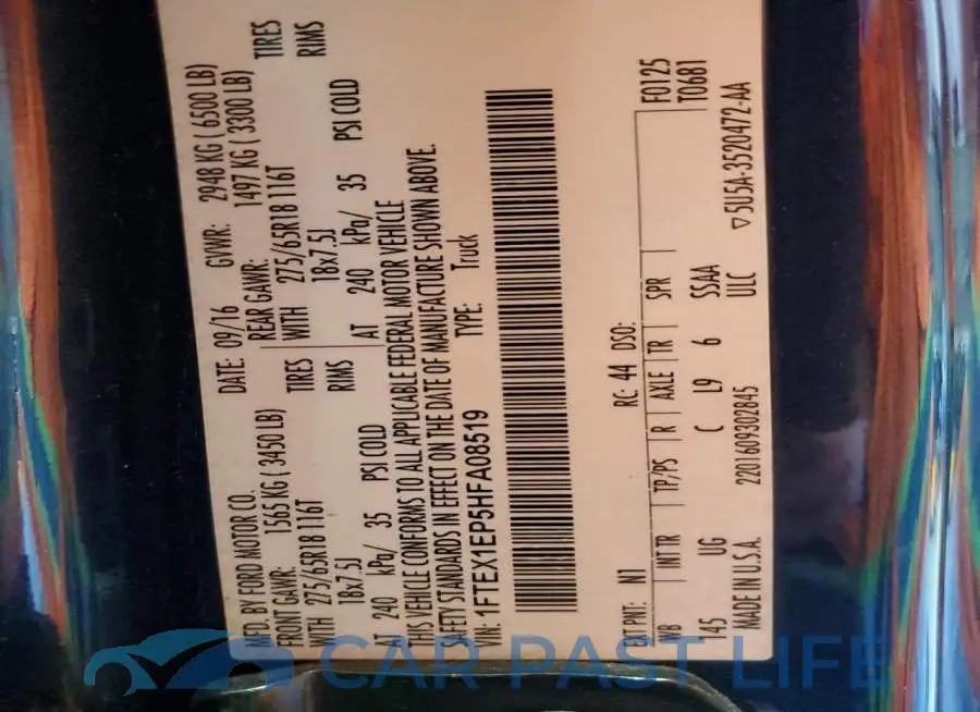 1FTEX1EP5HFA08519# 12