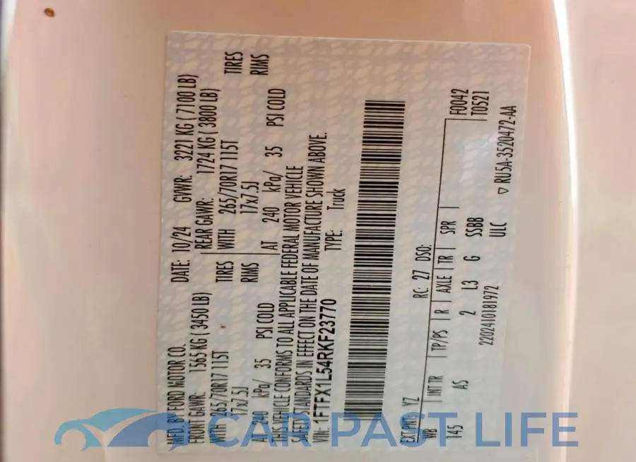 1FTFX1L54RKF23770# 12