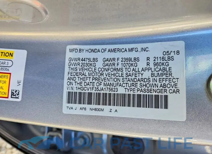 1HGCV1F35JA175623# 13