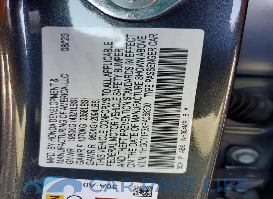 1HGCY1F3XPA058300# 12