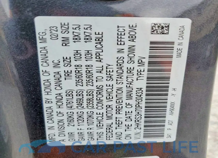 2HKRS3H70PH304334# 12