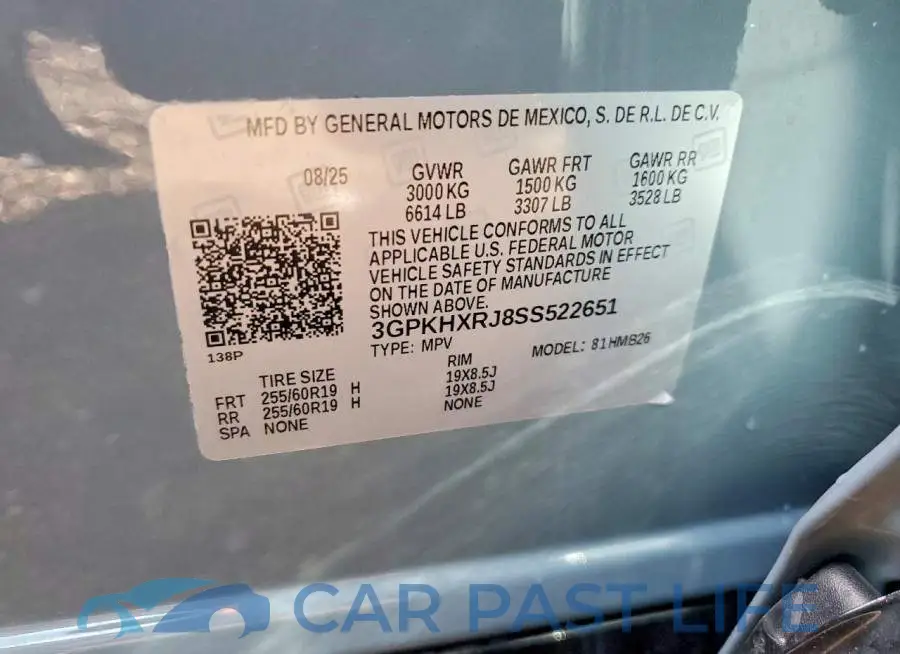 3GPKHXRJ8SS522651# 13