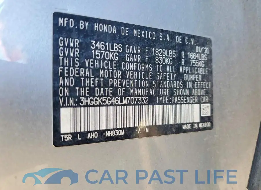 3HGGK5G46LM707332# 12