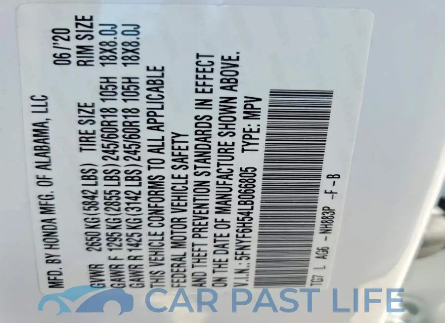 5FNYF6H54LB066805# 13