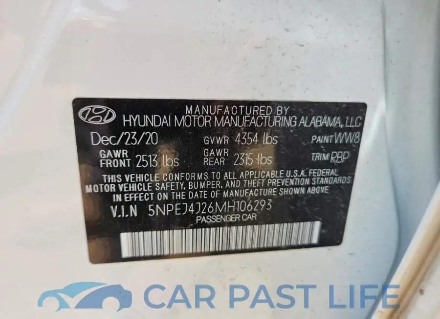 5NPEJ4J26MH106293# 12