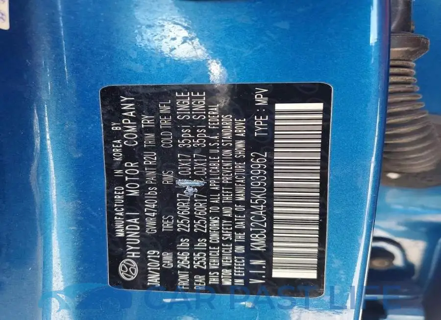 KM8J2CA45KU939962# 13