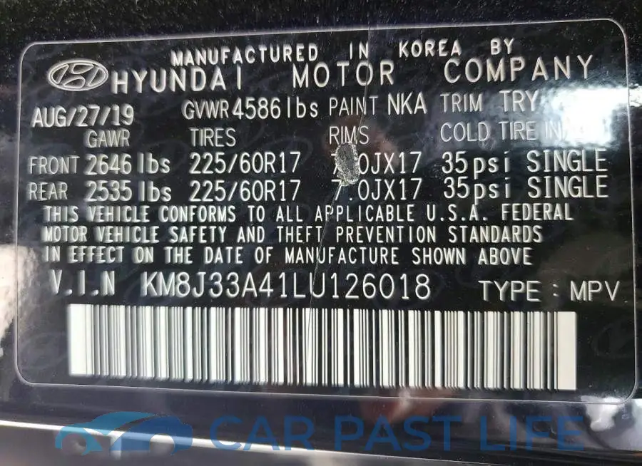 KM8J33A41LU126018# 13