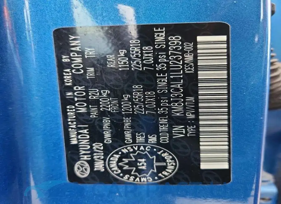 KM8J3CAL1LU237398# 14